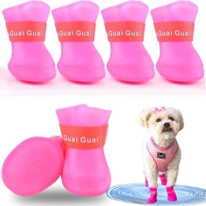 Dog Shoes: Nunbell Rubber Silicone Dog Shoes 4 PCS