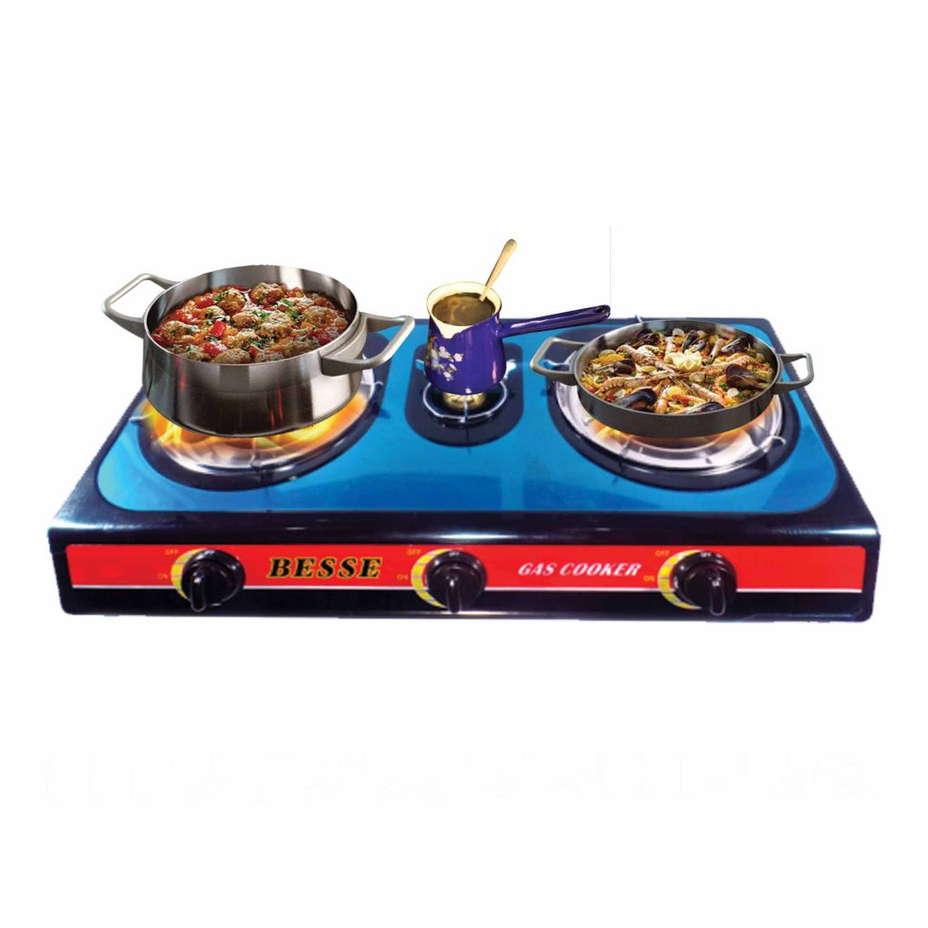 Besse Gas Stove Table Top Stainless Steel Triple Burner KaroutExpress