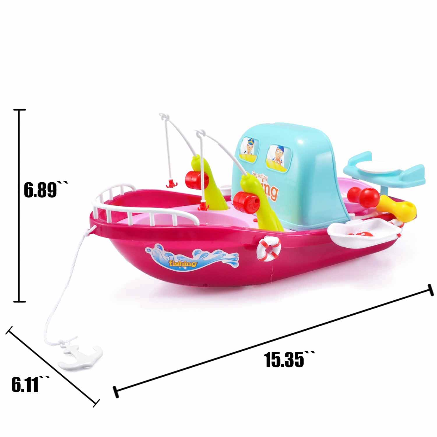 Play Kitchen Set and Fishing Toy Playset 2 in 1 Boat - KaroutExpress
