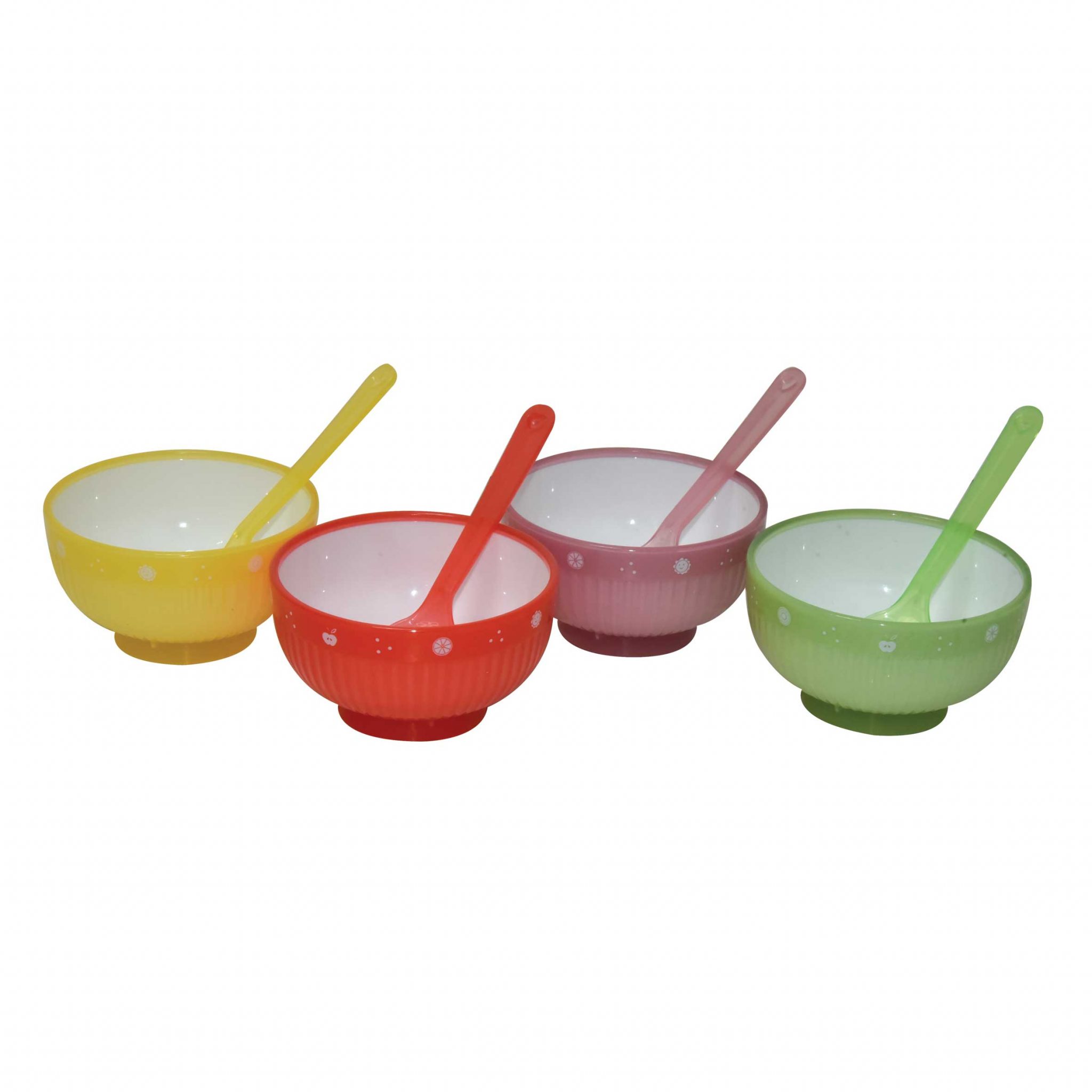 Multicolor Jelly Bowls with Spoon 4 Pcs KaroutExpress