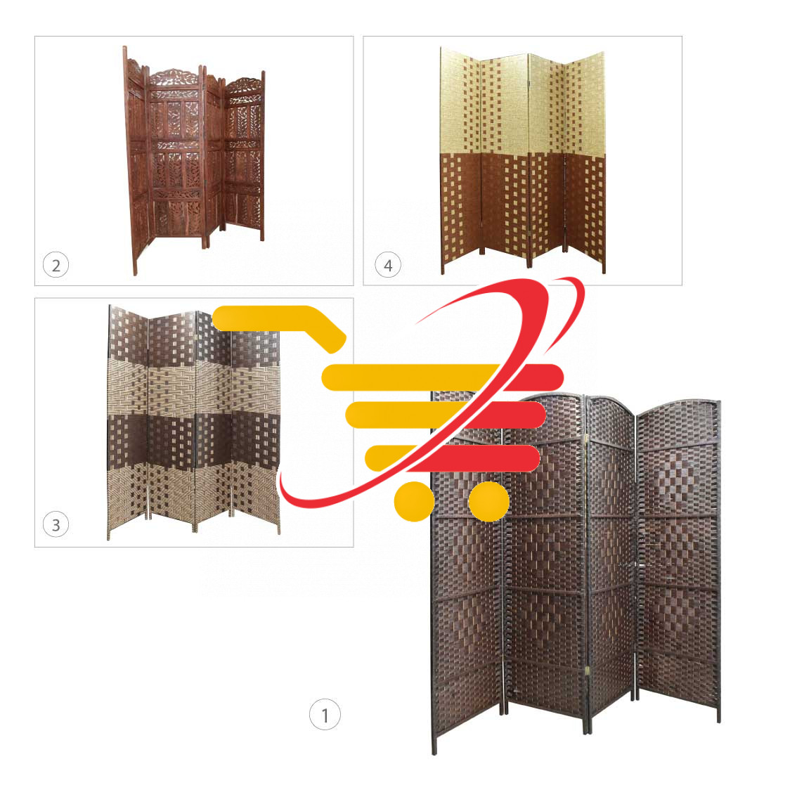 Wood Folding Room Divider 4 Panels