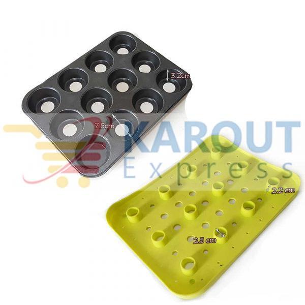 12 CUPS Muffin Cupcake Pan with a Push Board Plastic Push-up Base , Cake Mold Baking Tray Cake Tool Biscuit Pan - Image 3