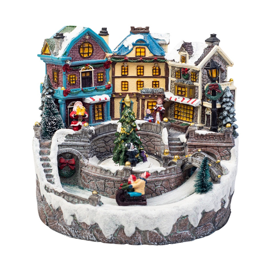 Animated Christmas Snow Village Fountain And Park Vintage – KaroutExpress