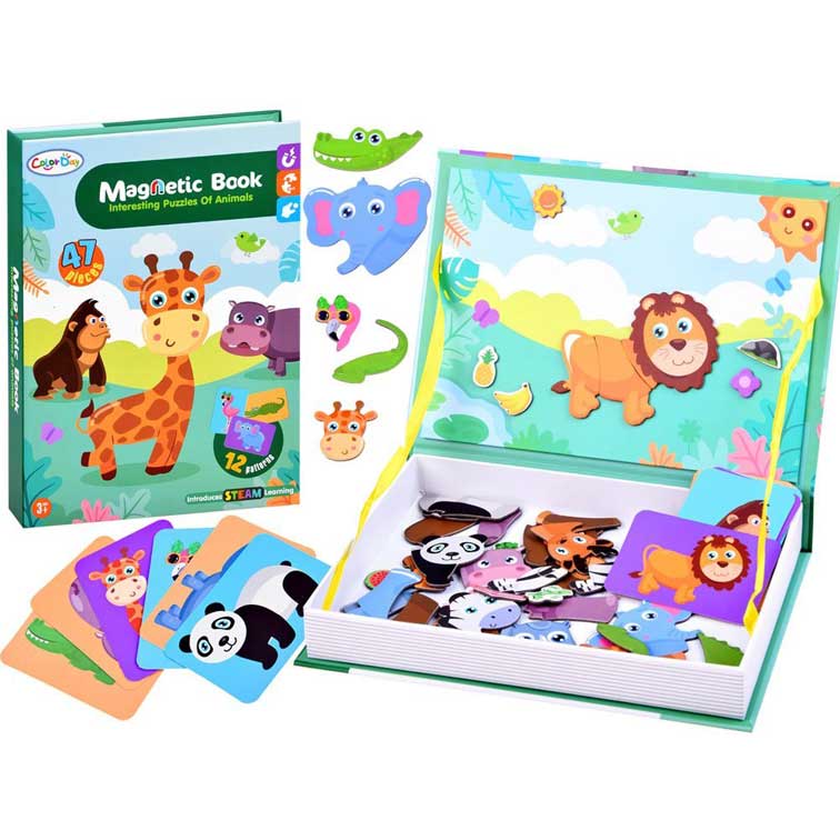 Kids Education COLOR DAY Magnetic book Wild Animals - KaroutExpress