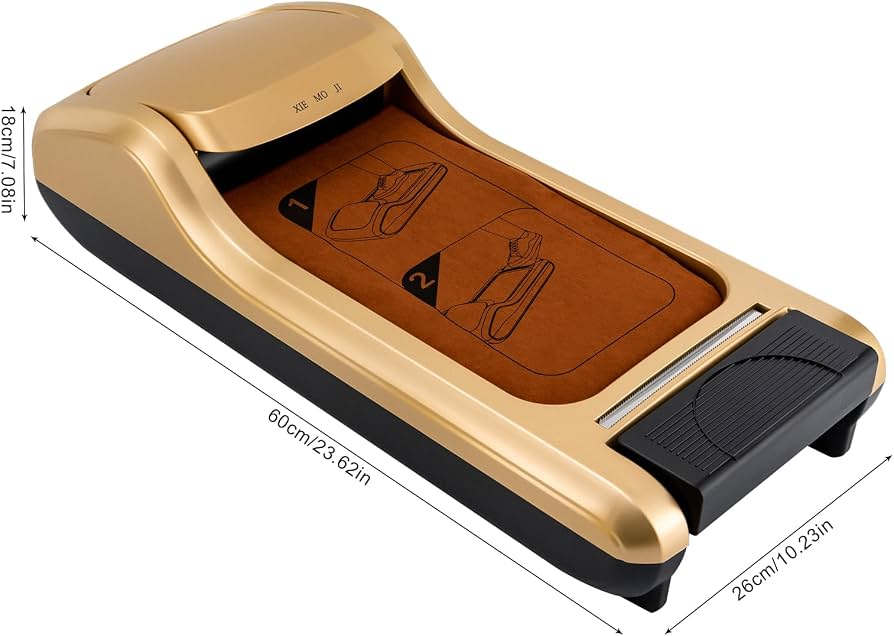 Automatic Shoe Cover Machine Home Office Dispenser Disposable+Shoe Film, Portable Shoe Cover 25.2 * 10.2 * 6.5in color gold - Image 5
