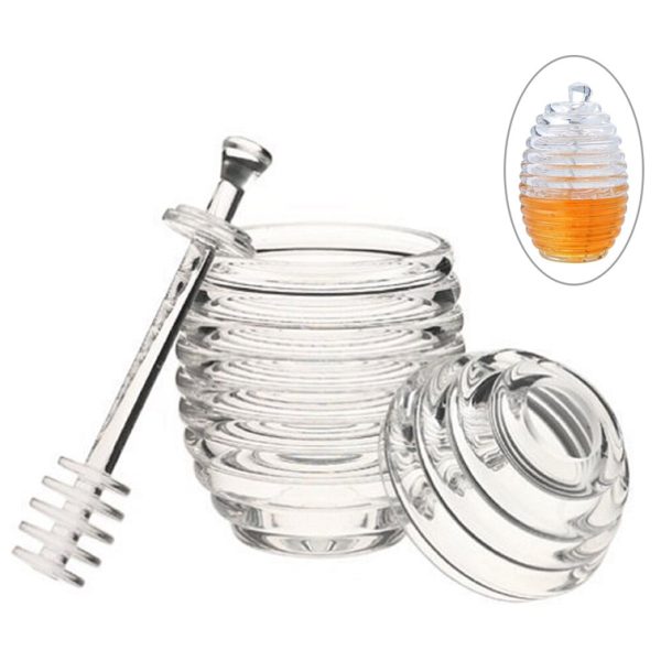 Acrylic Honey Jar With Scoop Spoon and Lid