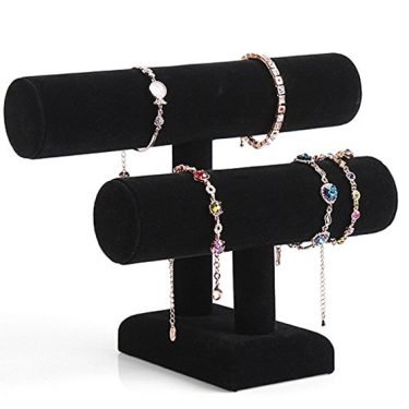 2 Tier Velvet Bracelet Stand Watch Display Stand Tower Jewelry ...