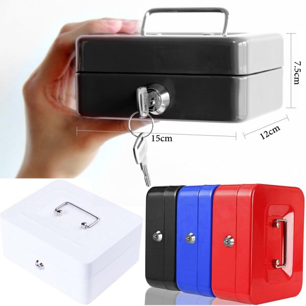 Cash Box Metal Money Deposit Box With Tray & 2 Keys Available In Sizes