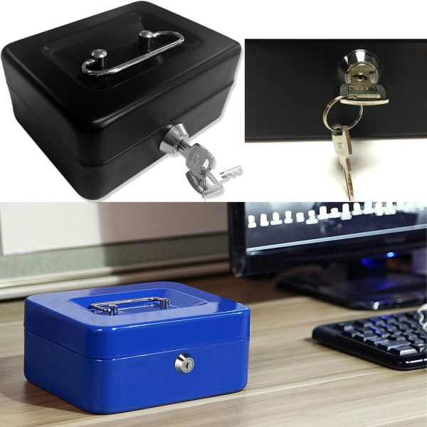 Cash Box Metal Money Deposit Box With Tray & 2 Keys Available In Sizes - Image 3