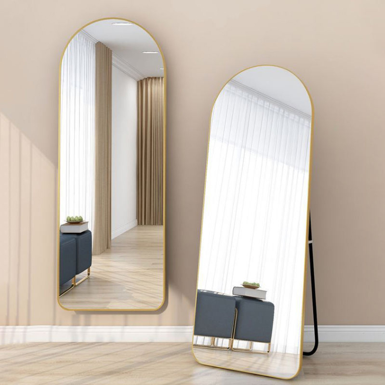 Mirror Gold framed Arch Shape Home Decor Furniture Standing Dressed Floor Mirror