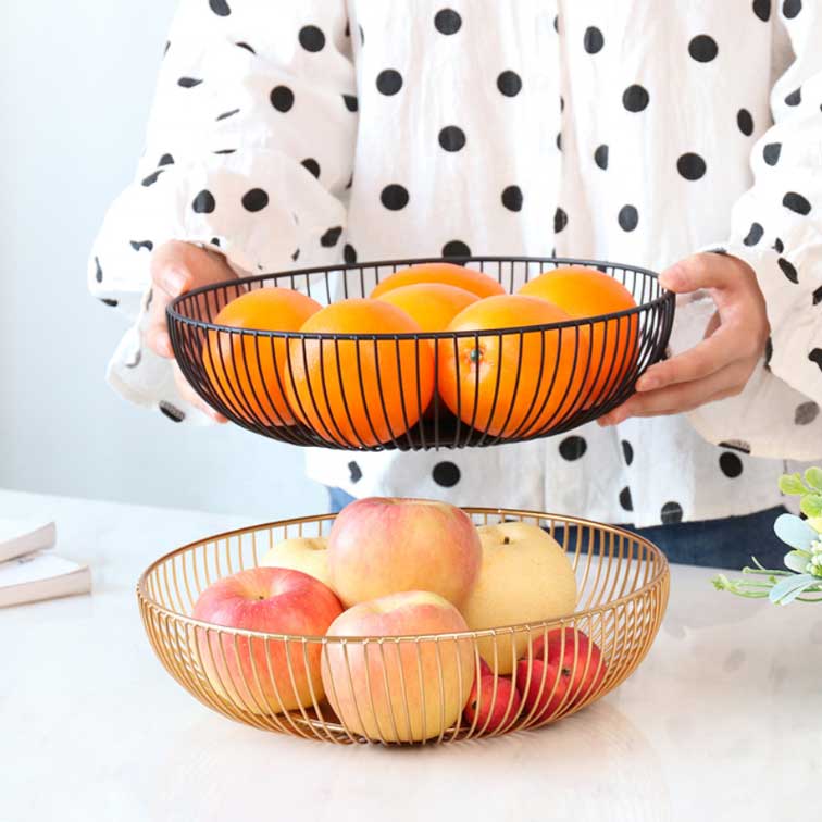 Fruit Plate Metal Fruit Tray Bowl Gold/Black Available In Sizes