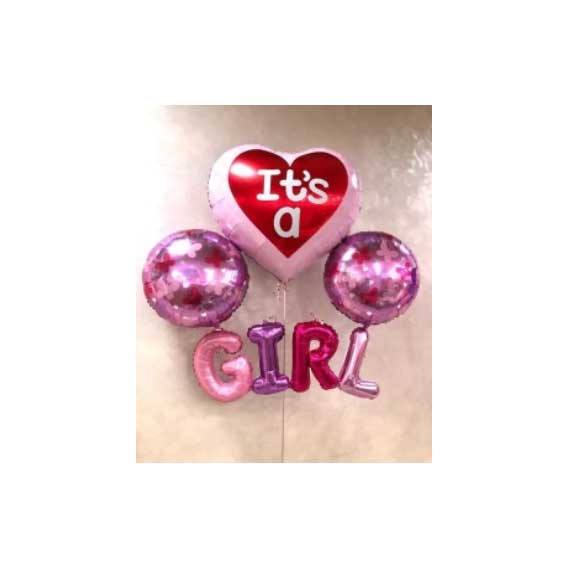 Balloon Solid Its A Girl Helium or Air Foil Balloon Set Baby Girl Balloon Baby Shower Welcome Baby decoration Pink Purple (PACK OF 4) Letter Balloon