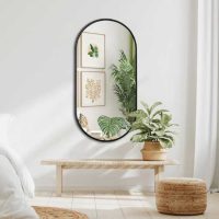 Mirror 50x100 cm Oval Mirror Bathroom Mirror Wall Mirror for Living Room and Bedroom - Hanging Mirror with Modern Rounded Frame Available In 3 Colors