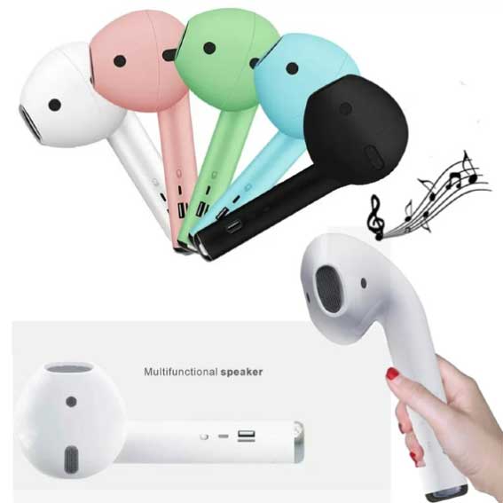Giant Wireless Bluetooth Air Pod Shaped Speaker FM Radio AUX Microphone Available In Colors