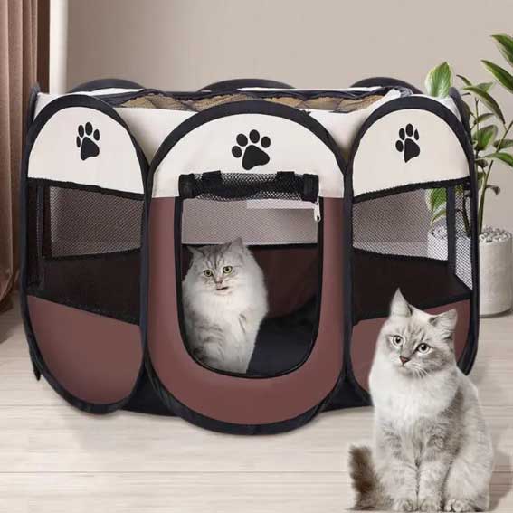 Portable Folding Pet Tent Dog House Octagonal Cage For Cat Tent Playpen Puppy Kennel Easy Operation Fence Outdoor Big Dogs House 37X58CM open 90X90X60CM