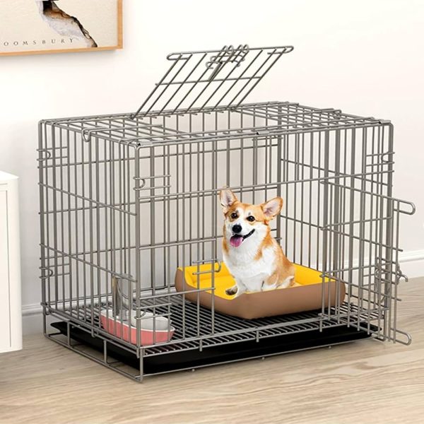 Dog Cage, Includes Leak-Proof Pan, Folding Metal Training Dog Crate, 2 Doors Puppy Pet Cage, Indoor Outdoor Basic Dog Crates, Suitable for All Kinds of Small Pets - Image 2