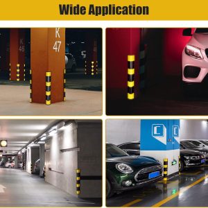 Reflective Round Corner Guard with Yellow Strips for Garage Parking Lot 100cm