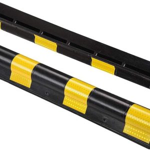 Reflective Round Corner Guard with Yellow Strips for Garage Parking Lot 80 cm