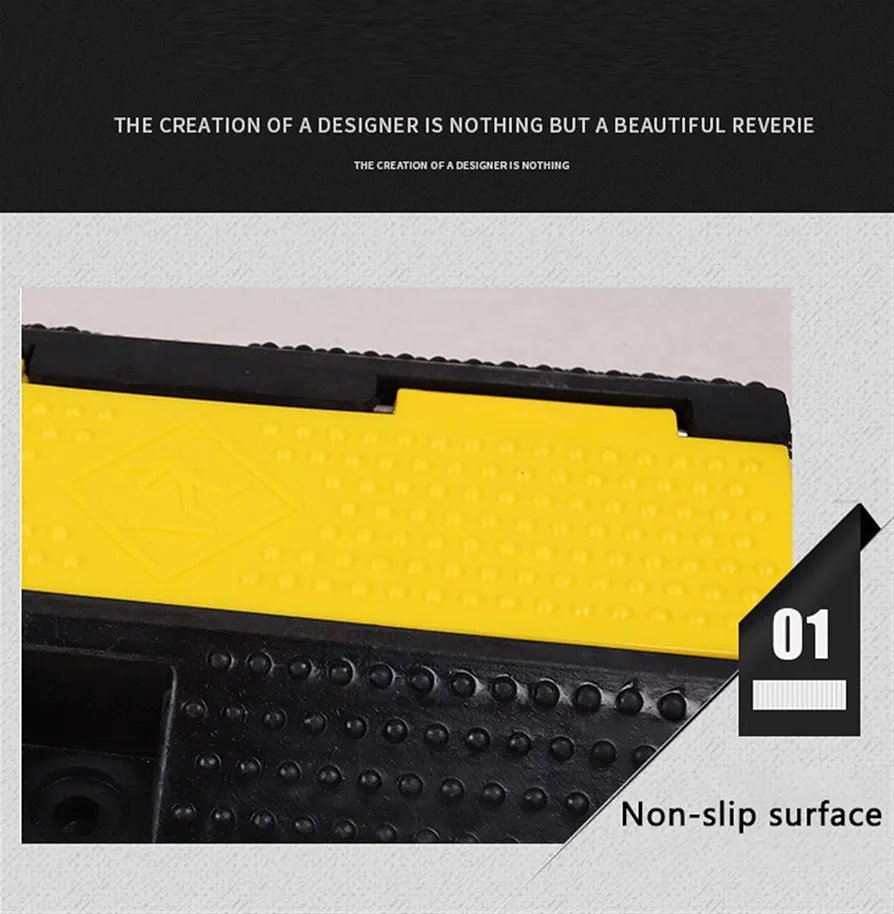 Channel Rubber Cable Protection Ramp, 3 Pack Heavy Duty Wire Tube Cable Protection Cover Ramps, Modular Interlock Connection, Floor Driveway Speed Limiter - Image 4