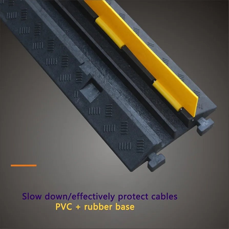 Channel Rubber Cable Protection Ramp, 3 Pack Heavy Duty Wire Tube Cable Protection Cover Ramps, Modular Interlock Connection, Floor Driveway Speed Limiter