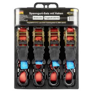 Tension belt 250kg 5m/25mm 4pcs. Ratchet strap lashing strap