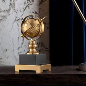 THE STYLE SUTRA Globe Ornament Rotating Globe Artwork Modern Statue for Shelf Tabletop Decor