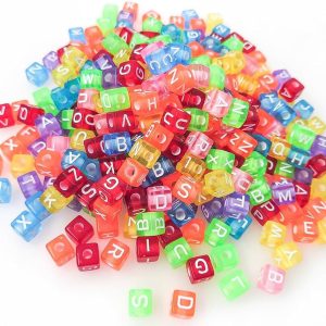 Clear Acrylic Alphabet Letter Beads 0.394x0.394inch(0.394x0.394mm), Mixed Shapes Loose Beads for Jewelry Making Bracelets Necklaces Keychains 200g