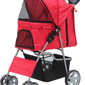 pet foldable stroller red