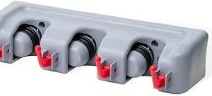 LiAo Z130006 Wall Mounted Broom And Mop Holder (4 Hooks + 3 Holder)