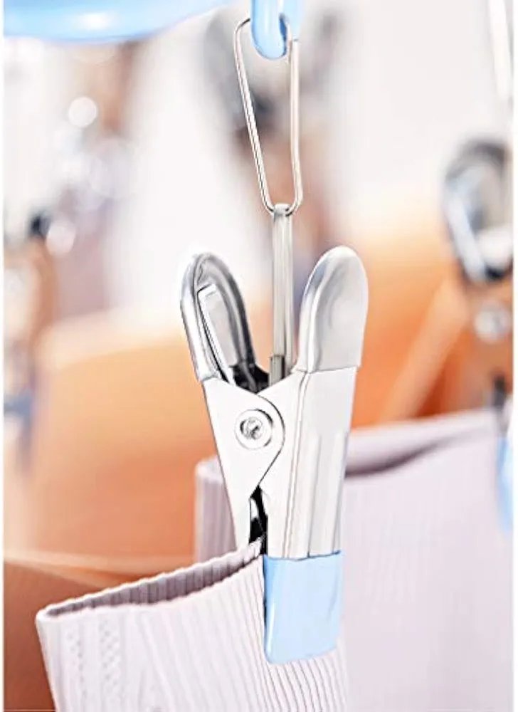 clothes drying rack Stainless steel drying rack socks clothes clip hook drying rack clip drying artifact round green 20/24 clip collapsible drying rack clothes (Size : Small) - Image 5