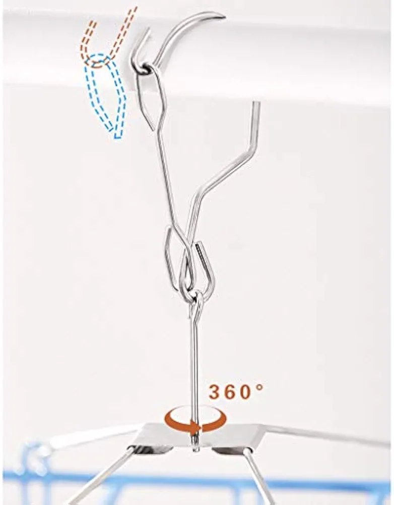 clothes drying rack Stainless steel drying rack socks clothes clip hook drying rack clip drying artifact round green 20/24 clip collapsible drying rack clothes (Size : Small) - Image 4