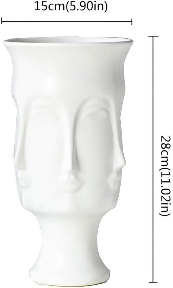 Vase White Ceramic Vase Home Living Room Dining Table Office Desktop Decoration Imitation Face Vase Gift for Friends Flower Vase - Image 2