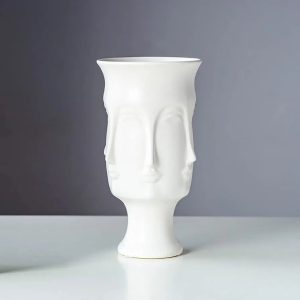 Vase White Ceramic Vase Home Living Room Dining Table Office Desktop Decoration Imitation Face Vase Gift for Friends Flower Vase