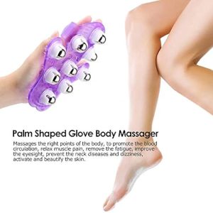 iwobi Body Massager Glove Palms Shaped with 9 Metal Roller Ball Stress Relief Massager