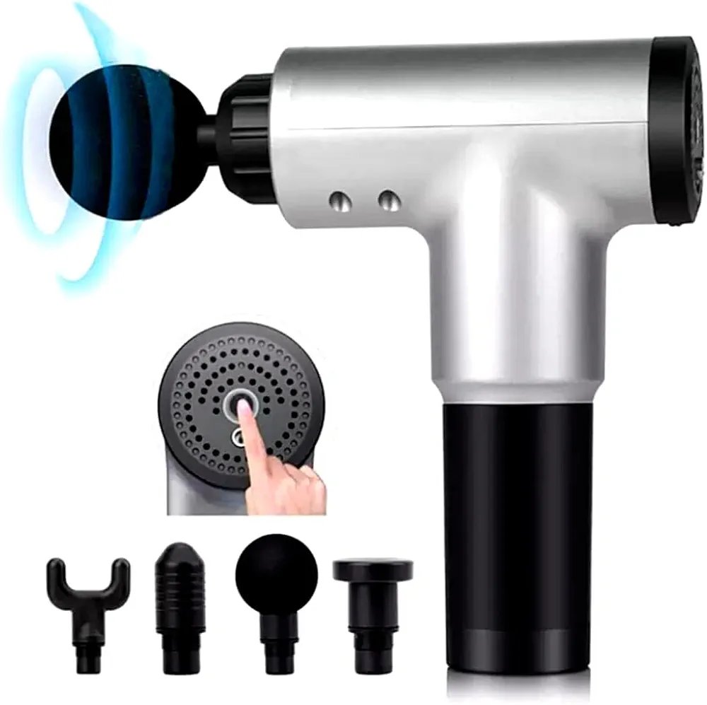 FASCIAL GUN KH-320 Handheld Electric Deep Tissue Percussion Muscle Body Massager Gun with 6-speed, for Pain and Stress Relief with 4 Massage Head(Multi)