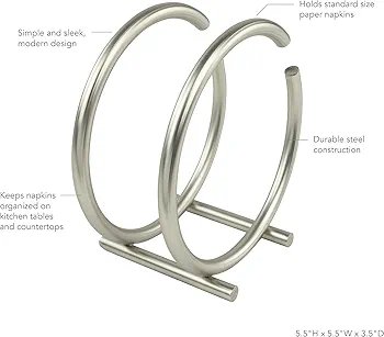 Napkin Holder for Dining Table - Tissue Paper Stand for Kitchen, Table, Home D?cor, Office, Restaurant, Tissue Dispenser Organizer for Dinner Tables, Kitchen, Bathroom (Silver)11cm