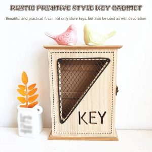 Key Box Organizer Rustic Primitive Style Key Cabinet, Wall-mounted Openwork Art Deco Storage Box, Home Wall Decoration