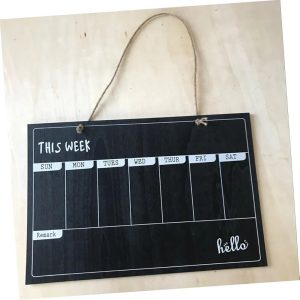 Wooden Dry Erase Calendar Board for Wall Weekly Chalkboard Decor Hanging Message Board for Home Office