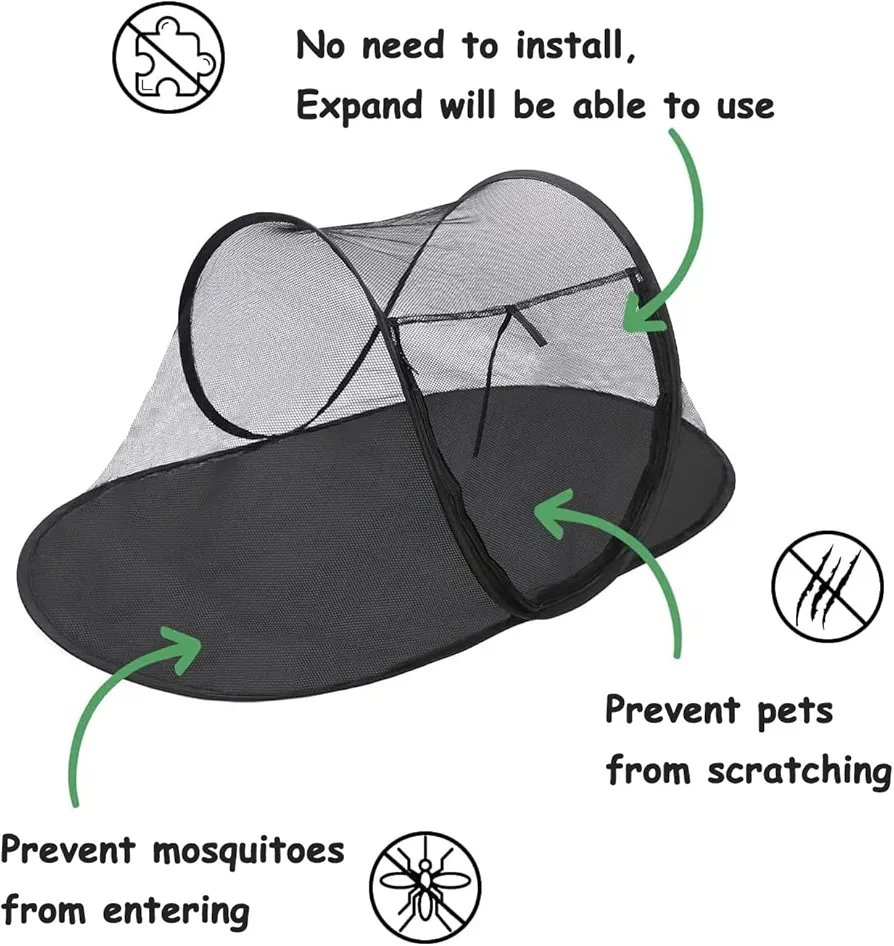 Cat Tent Outdoor, Pet Enclosure Tent Suitable for Cats and Small Animals, Indoor Playpen Portable Exercise Tent with Carry Bag?Black - Image 2