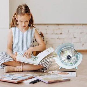 Table Fans for Bedroom,Personal Desk Fan - 1800mAh Small Table Fan USB Charging,RGB Lights Air Circulation Fan, Powerful