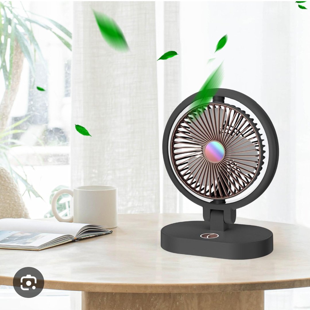 Desk Fan with Night Lights 4 Speeds Quiet USB Adjustment Rechargeable Summer 6 inches