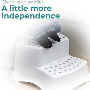 Toddler Toilet Step Stool Baby Anti Slip 2-UP Step Stool Stepup Stools For Potty Training Bathroom & Kitchen (White)