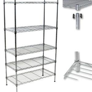Stand Storage 5 Tier Chrome Shelving Unit Stand Chrome Home Kitchen height 200cm Copy Copy