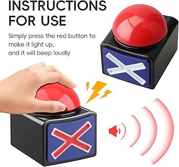 Game Answer Buzzer Lights and Sounds Buzzers Game Show and Classroom Buzzers Sound Light Alarm Button Quiz ABS Fun1pc - Image 4