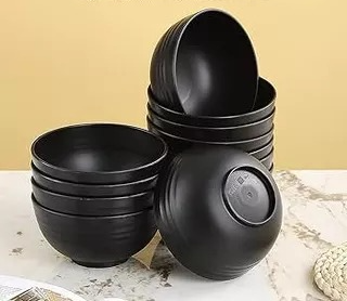 black plastic bowls.