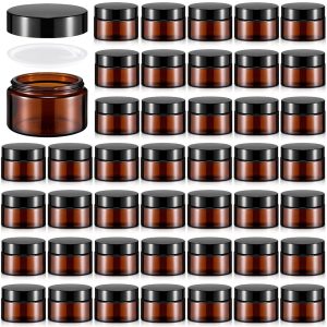 Brown  amber Plastic Jars with Black Lids, Wide Mouth Cosmetic Containers for Slime, Beads, Rhinestones, Sequins, Cosmetics,