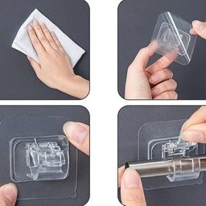 Self-Adhesive Transparent Wall with Spring-Loaded Anti-Slip Clip