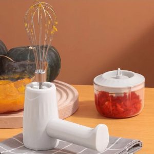 2-in-1 Hand Mixer Electric Garlic Chopper Egg Beater Cordless Rechargeable