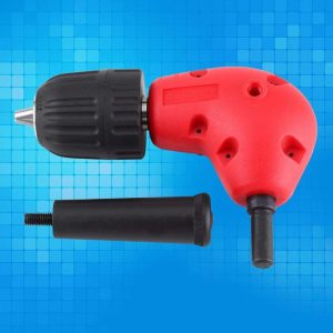 Walfront Right Angle Drill Adapter 90 Degree Keyless Extension Chuck 9.5mm Round Shank with Handle Clamping Range 0.8-10mm