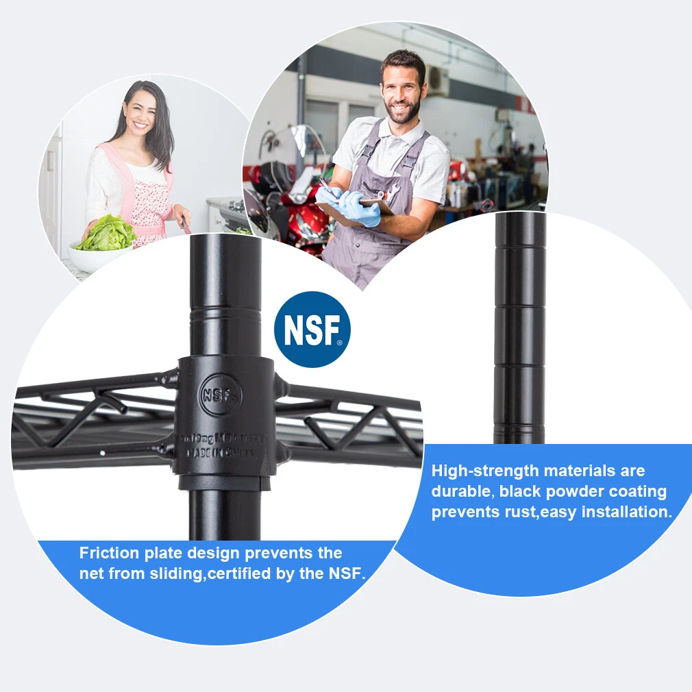 4 Tier Shelving Unit NSF Wire Shelf Metal Large Storage Shelves Heavy Duty Heigh up to 400 kg height 200cm - Image 3